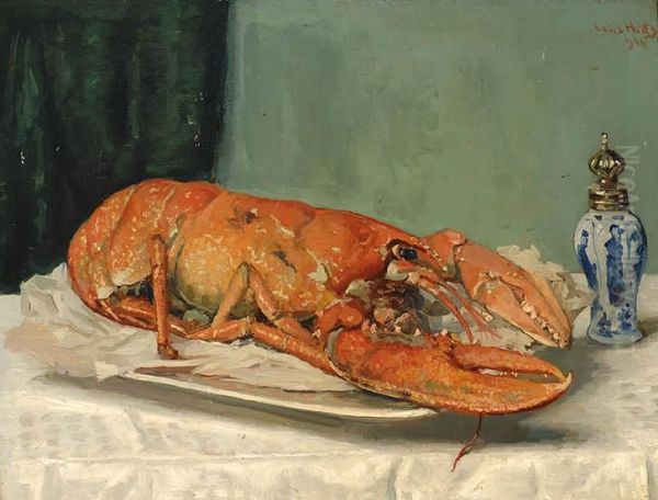 Still Life With Lobster Oil Painting by Louis Hartz