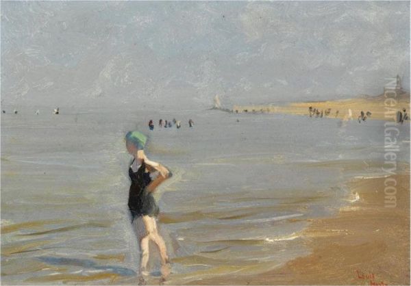 A Bather In The Surf Oil Painting by Louis Hartz