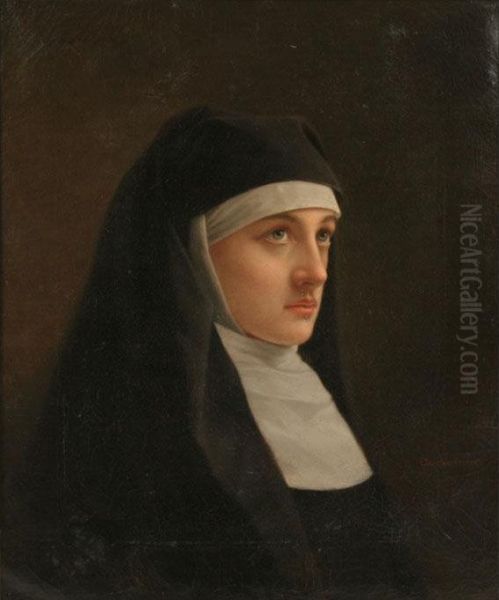 Pious Portrait Of A Nun Oil Painting by George Harvey