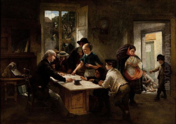 The Penny Bank Oil Painting by George Harvey