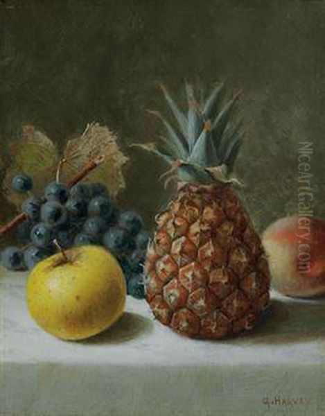 Still Life With Pineapple Oil Painting by George Harvey