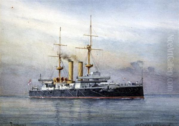 Hms Royal Sovereign Oil Painting by George Wainwright Harvey