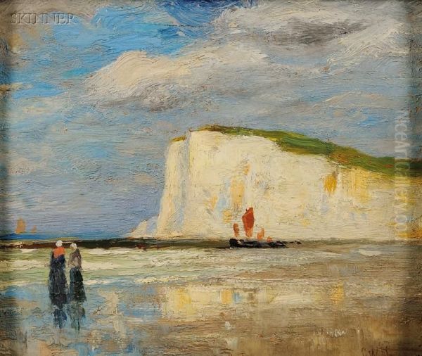 Chalk Cliffs, Dieppe, France Oil Painting by George Wainwright Harvey