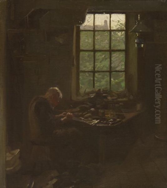 The Village Cobbler Oil Painting by Harvey Harold