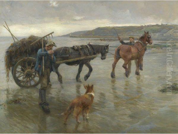 Seaweed Gatherers Oil Painting by Harvey Harold