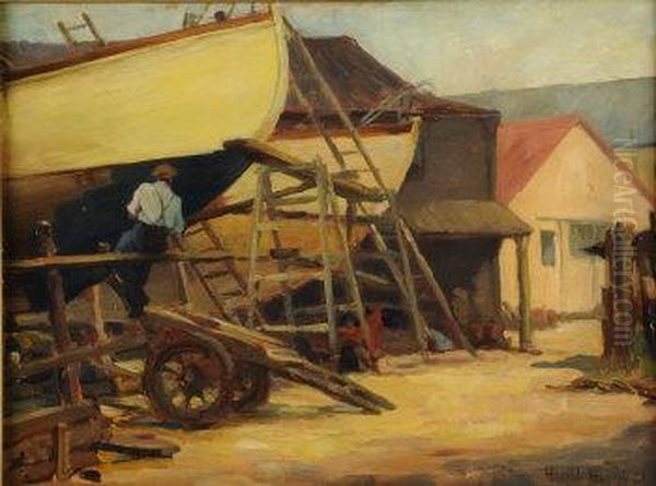 The Boatyard Oil Painting by Harvey Harold