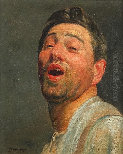 A Jolly Fellow Oil Painting by Herbert Johnson Harvey