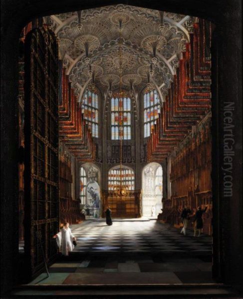 Interior Of The Chapel Of Henry Vii, Westminter Abbey Oil Painting by John James Harwood