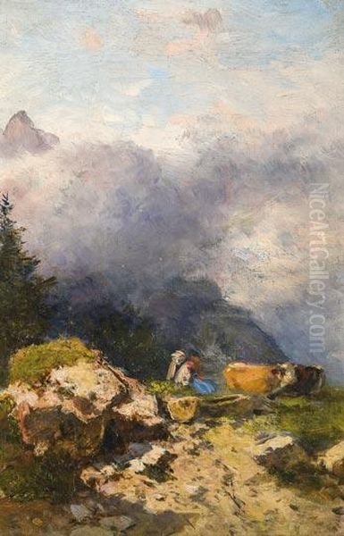 Alpesi Legelon Oil Painting by Gyula Hary