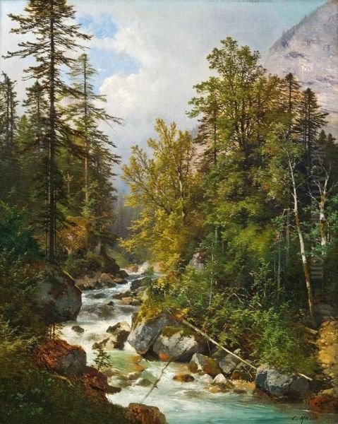 Am Waldbach Oil Painting by Carl Hasch