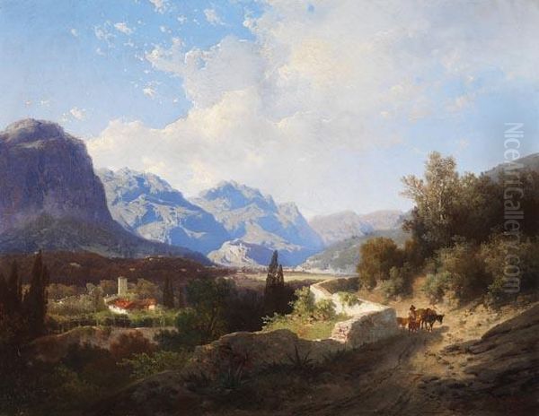 Partie In Tirol Oil Painting by Carl Hasch