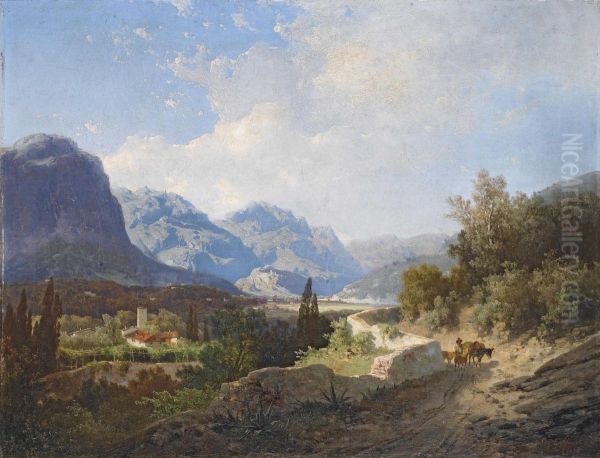 Paesaggio Nel Tirolo Oil Painting by Carl Hasch