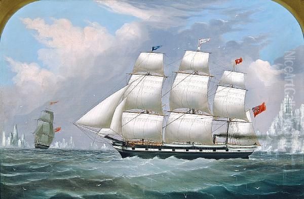 Whaling Ships: Diana And Anne In Thearctic Oil Painting by James Henry Haseltine