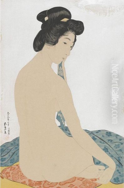 Woman After A Bath Oil Painting by Goyo Hashiguchi