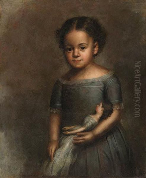 Portraits Of A Boy And Girl; A Pair Of Works Oil Painting by Joseph A. Haskell