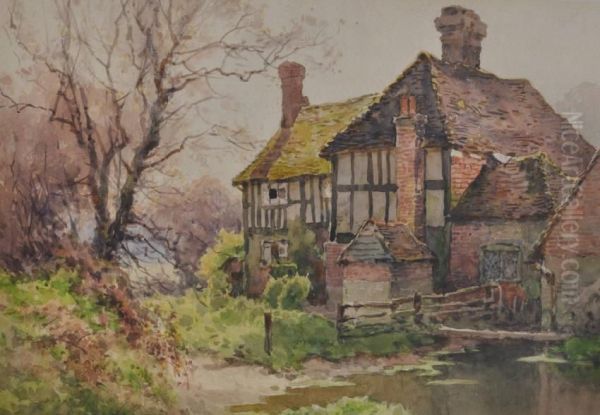 Old Cottage Near Fletching, Sussex Oil Painting by Ernest William Haslehurst