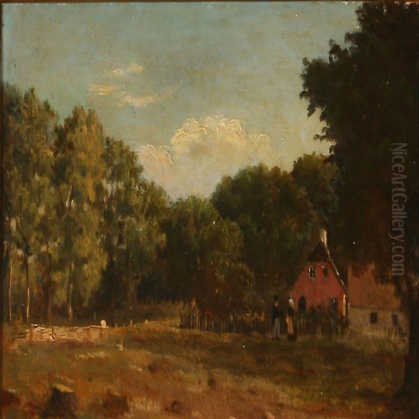 Forest Glade With A Country House Oil Painting by Otto Haslund