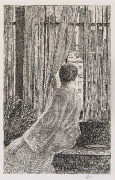 Marie At The Window Oil Painting by Frederick Childe Hassam