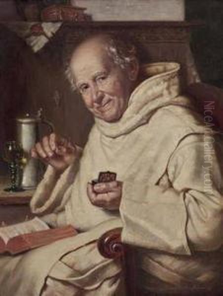 Pater Mit Buch Oil Painting by Wilhelm Hasselbach