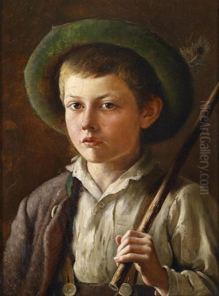 Peasant Boy Oil Painting by Wilhelm Hasselbach