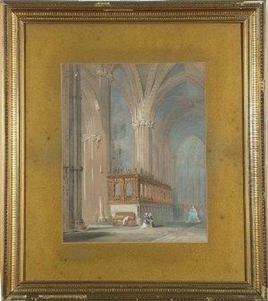 Interior Of Durham Cathedral Beside The South East Corner Of St. Cuthbert's Shrine Oil Painting by Edward Hastings