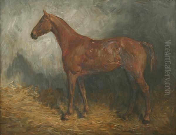 Horse In A Loosebox Oil Painting by Brian Hatton