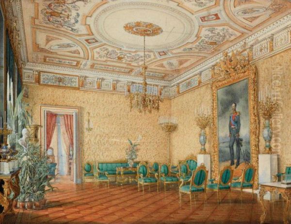 Palace Interior Oil Painting by Eduard Petrovich Hau