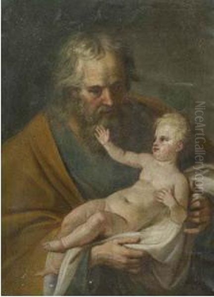 San Giuseppe Con Il Bambino Oil Painting by Joseph Haubert