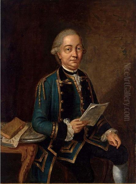 A Portrait Of Onno Tamminga Baron Du Tour Oil Painting by August Christian Hauck