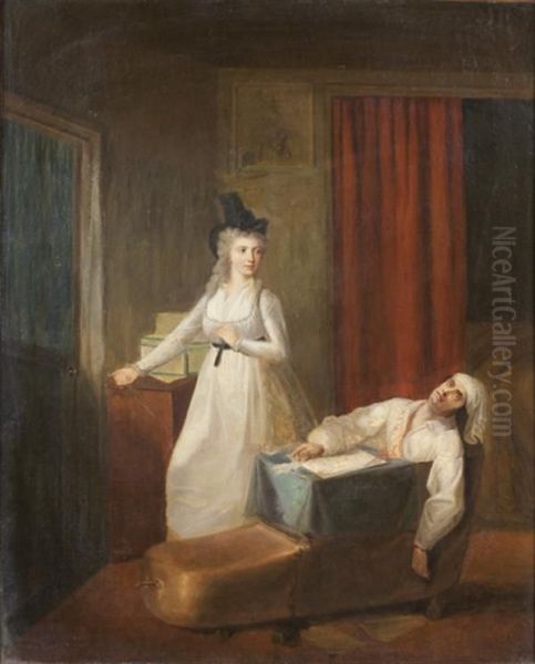 La Mort De Marat Oil Painting by Jean-Jacques Hauer