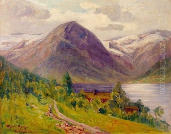 Fra Esefjorden Ved Balestrand 1928 1928 Oil Painting by Marie Hauge