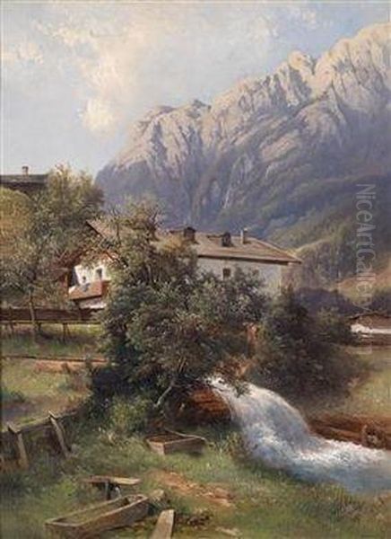 Scene From Werfen Oil Painting by Carl Haunold