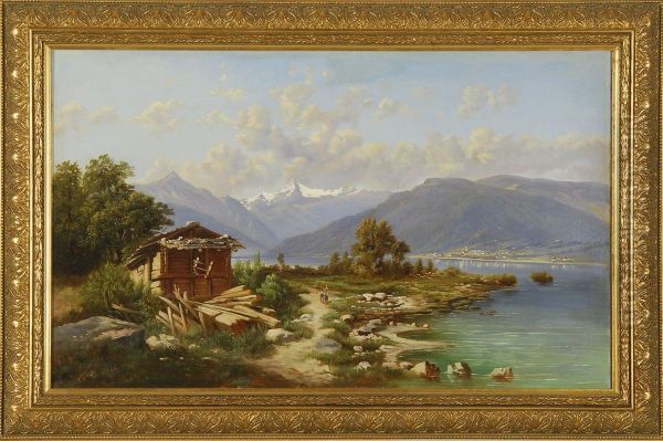 Lake Constance Oil Painting by Karl Franz Emanuel Haunold