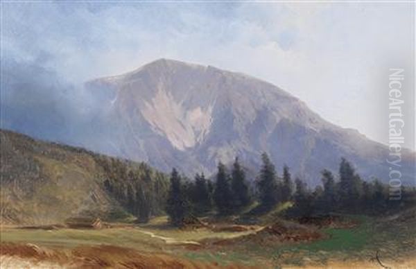 Schneebergseen From The Puchberg Oil Painting by Karl Franz Emanuel Haunold