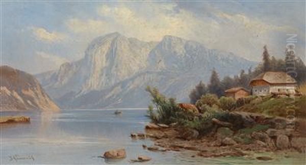 Blick Auf Den Wolfgang See Oil Painting by Karl Franz Emanuel Haunold