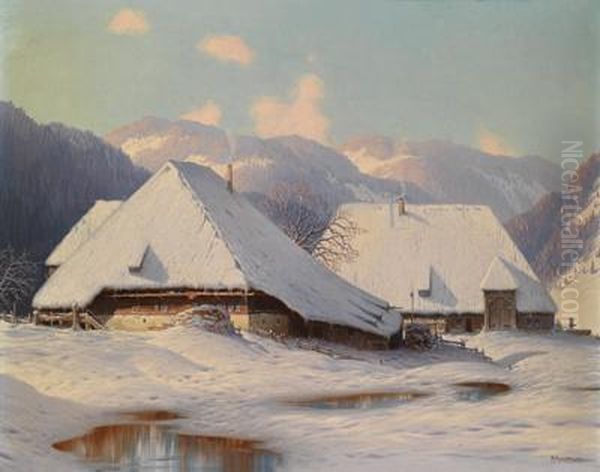 Winterliche Schwarzwaldlandschaft Oil Painting by Karl Hauptmann