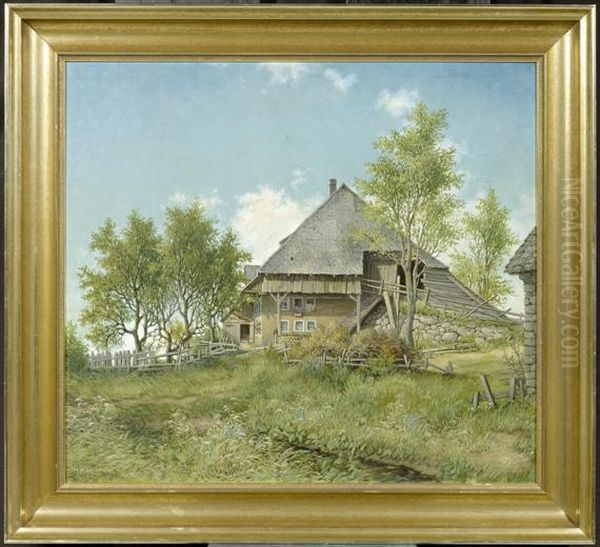 A House In The Black Forest Oil Painting by Karl Hauptmann