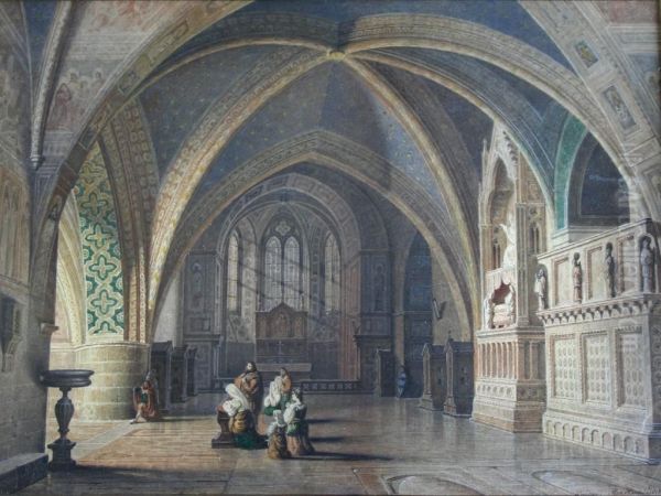 Figures Praying, Dresden Cathedral Oil Painting by Maximilien Albert Hauschild