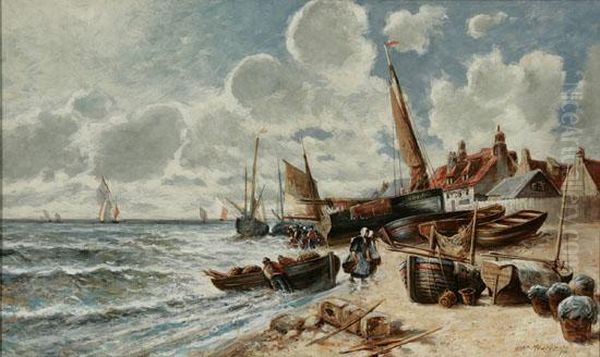 European Fishing Village Oil Painting by John Hauser