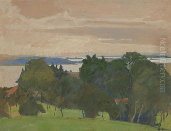 Chiemsee Landschaft. Oil Painting by Alfred Haushofer