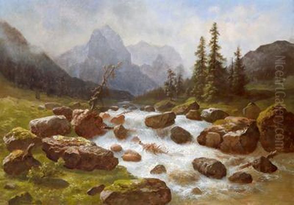 Blick Auf Daswetterhorn In Der Schweiz Oil Painting by Gustav Hausmann