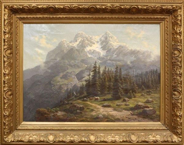 Mountain Landscape Oil Painting by Gustav Hausmann