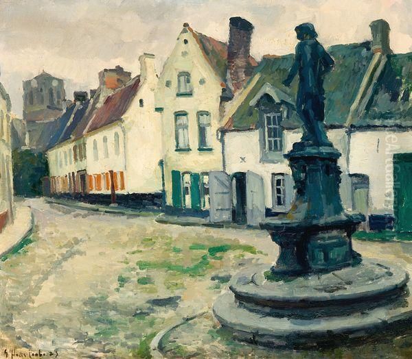 Ville En Flandres Oil Painting by Gaston Haustrate