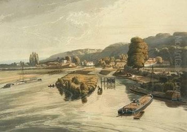 View Of Taplow From Maidenhead Bridge Oil Painting by Charles Richards Havell