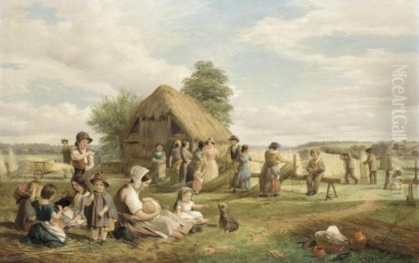 The Reed Gatherers Oil Painting by Charles Richards Havell