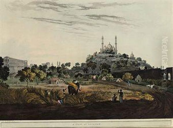 A View At Lucknow; And Poohah Oil Painting by Daniel Havell