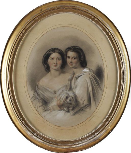 Mary And Caroline Madeline Blair Oil Painting by Edmund I Havell