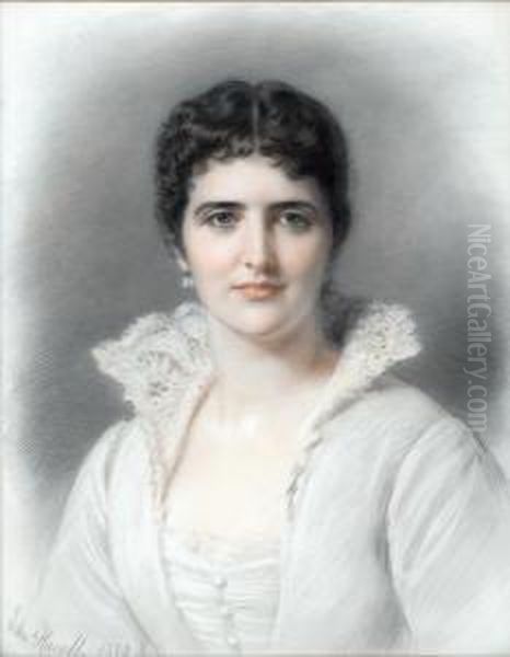 Ritratto Di Nobildonna In Bianco Oil Painting by Edmund Havell Jnr.