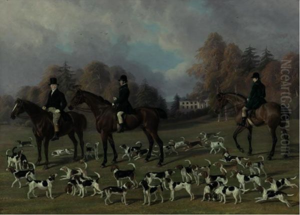 The Meet Of Mr. Peers Williams' Hounds At Temple House Oil Painting by Edmund Havell Jnr.