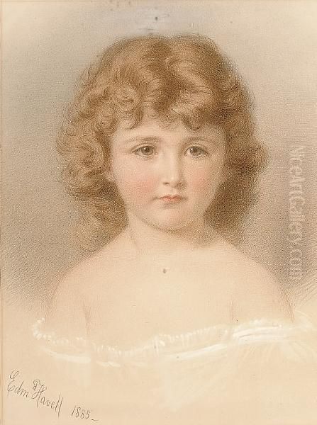 Portrait Of A Young Girl, Head And Shoulders Oil Painting by Edmund Havell Jnr.